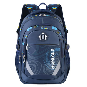 Boys School Backpack Heavy Duty Bookbag AM SeaBlue Rucksack Casual Daypack Student School Bag For Teenage Boy Children Kids Black